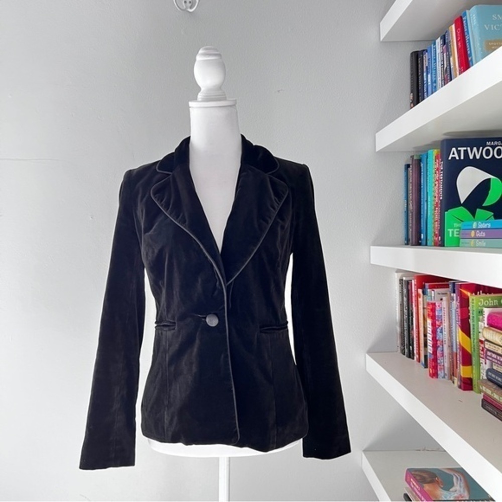 Milly Black Velvet Blazer Tailored Jacket Holiday Party Evening Small